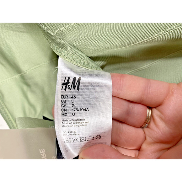 H&M Swimsuit Bathing Suit US Size L Green Padded Belted Vintage Inspired NEW - Picture 13 of 14